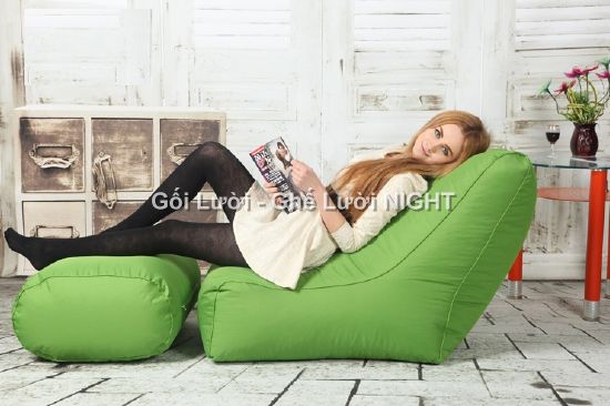 Ghế lười hạt xốp hình sofa GL152 màu Xanh cốm (Chất liệu Kate phi)