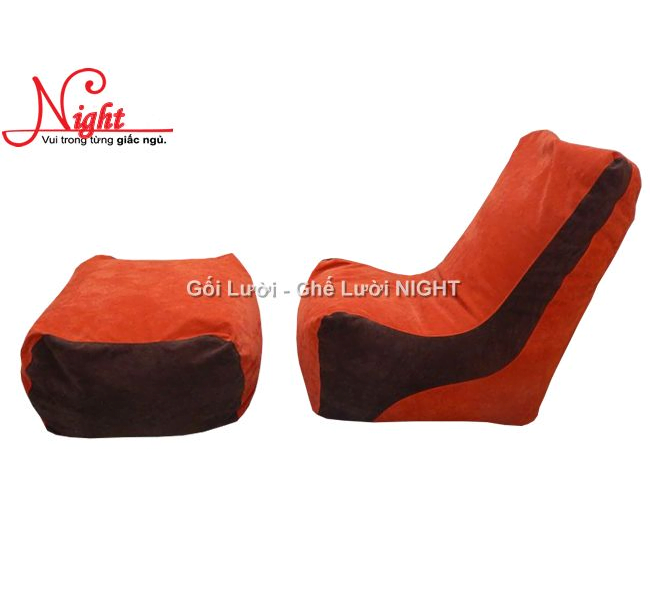 Ghế lười hạt xốp hình sofa GL078 màu Cam – Nâu (Chất liệu Nhung Cao Cấp)