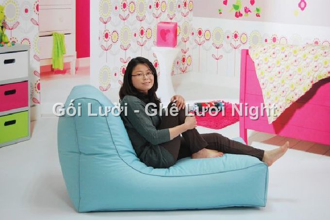 Ghế lười hạt xốp hình sofa GL169 phối màu Xanh Ngọc (Chất liệu Kate phi mát lạnh)