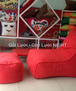 Ghế lười hạt xốp hình sofa GL146 màu Đỏ đô (Chất liệu Nhung Cao Cấp)