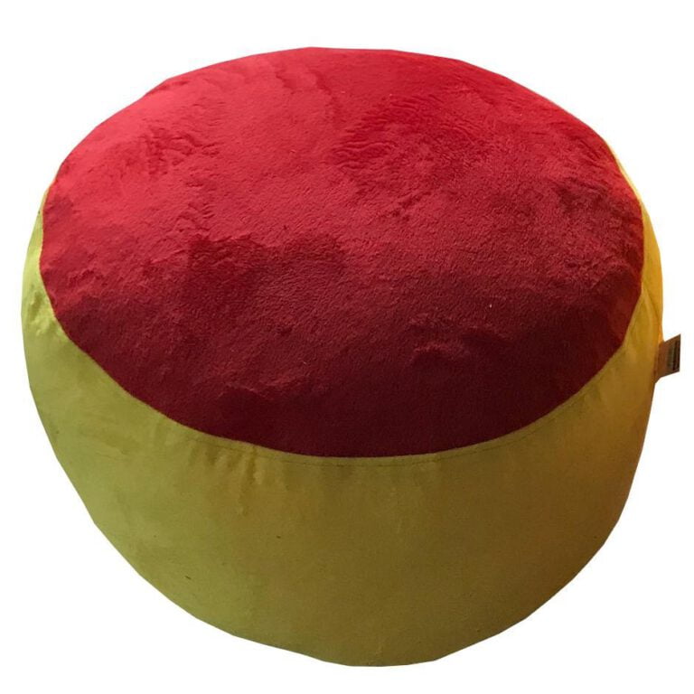  Đôn tròn gác chân phối màu vàng-đỏ (Chất liệu nhung lạnh hàn quốc)